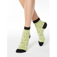 Conte fantasie damessok met appeltjes en kiwi's (dubbelpak)